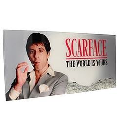 SCARFACE THE WORLD IS YOURS GRAY BACKGROUND 60x30 CM GLASS POSTER