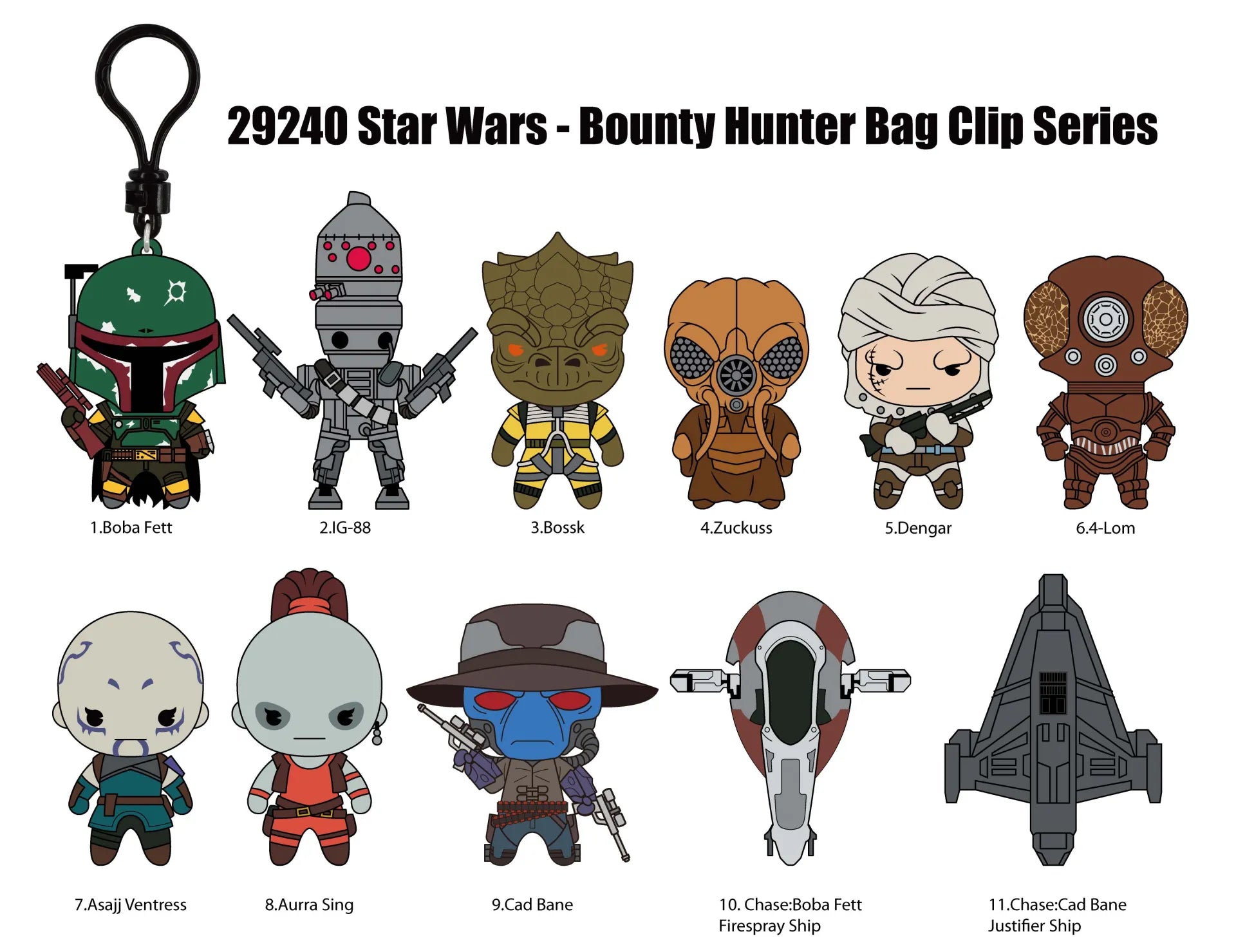 STAR WARS MOST WANTED BOUNTY HUNTERS BAG CLIP BLIND BOX DISPLAY (24)