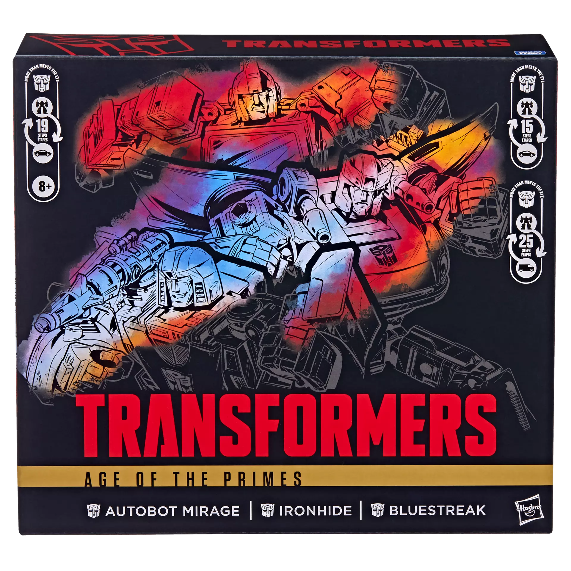 TRANSFORMERS AGE OF THE PRIME MIRAGE IRONHIDE AND BLUESTREAK ACTION FIGURES
