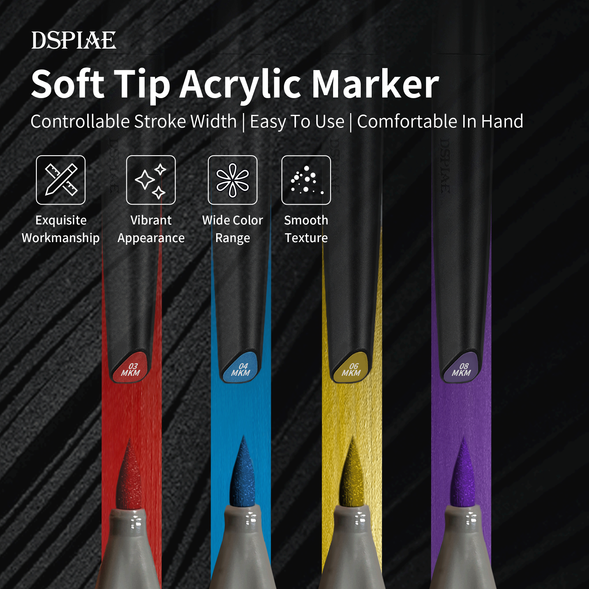 DSPIAE MKM Soft Tip Acrylic Marker - Metallic Colors