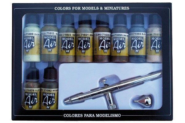 Model Air set camouflage colors 10x17ml + airbrush