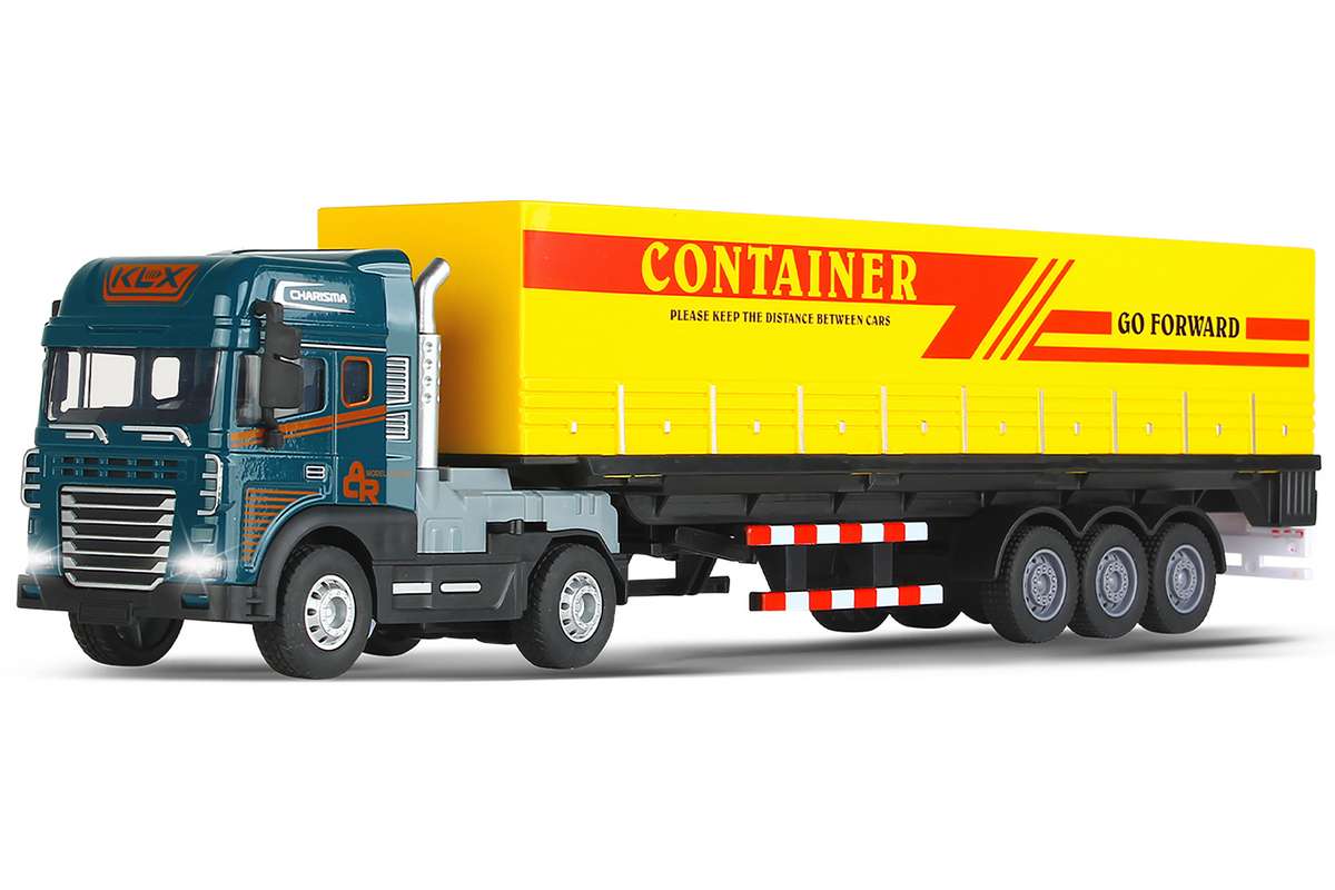 Die-cast truck with cargo trailer, light & sound