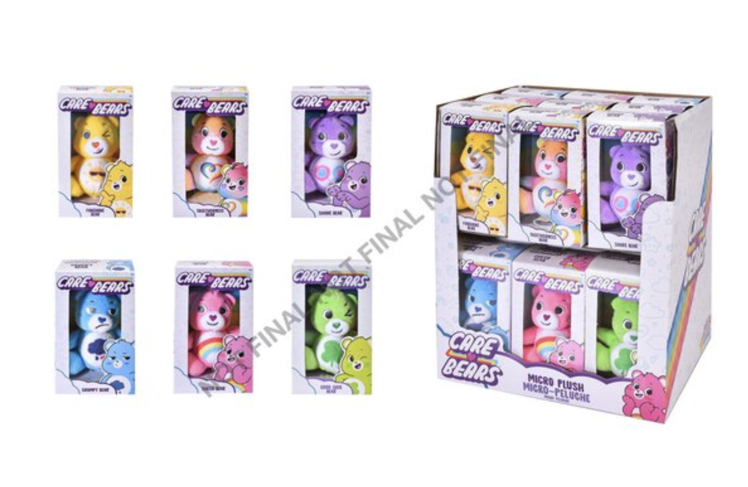 CAREBEAR - Display of 18 Mini BOX Plushs 7cm - 6 Models