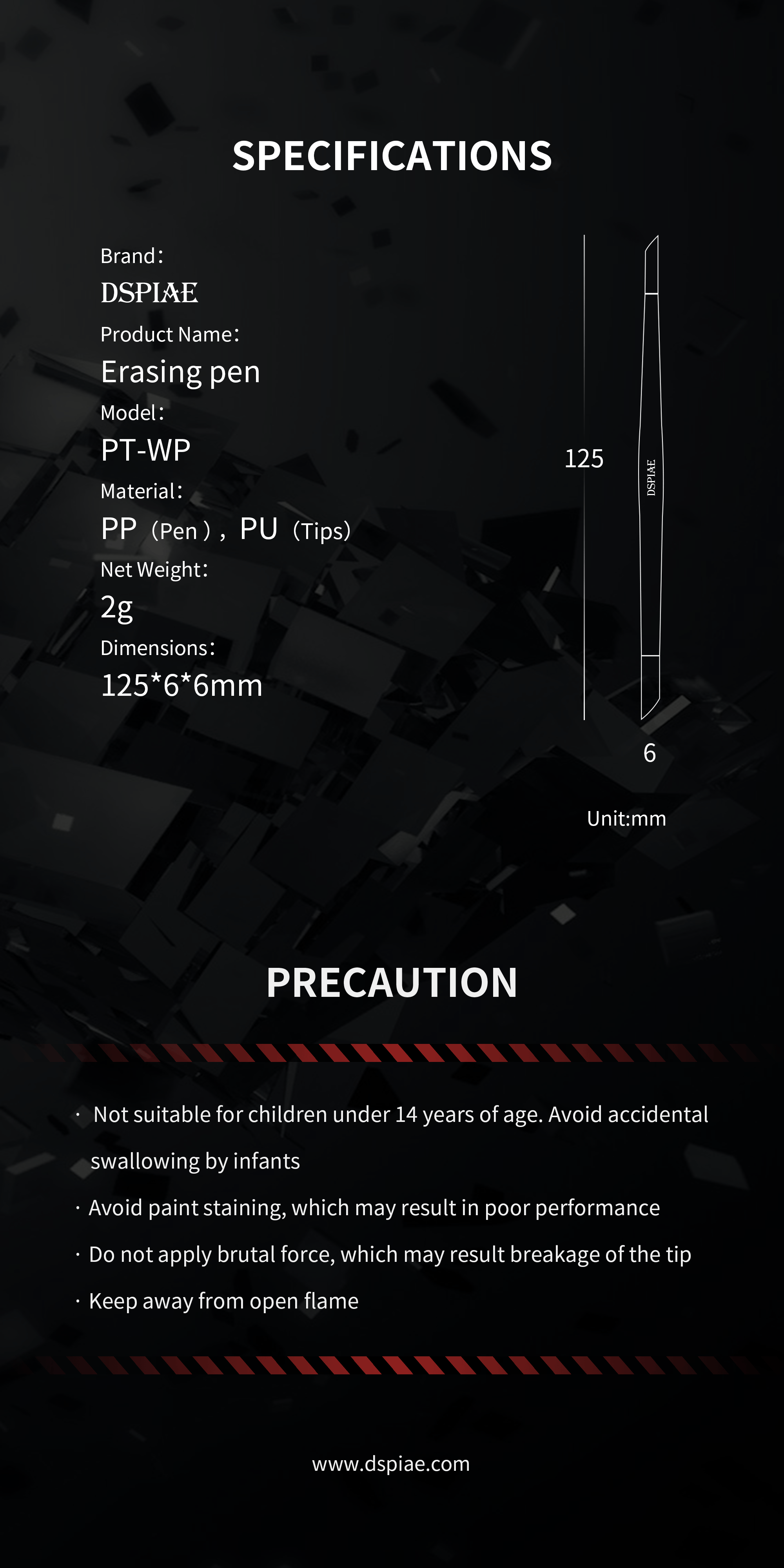 DSPIAE PT-WP Panel liner erasing pen