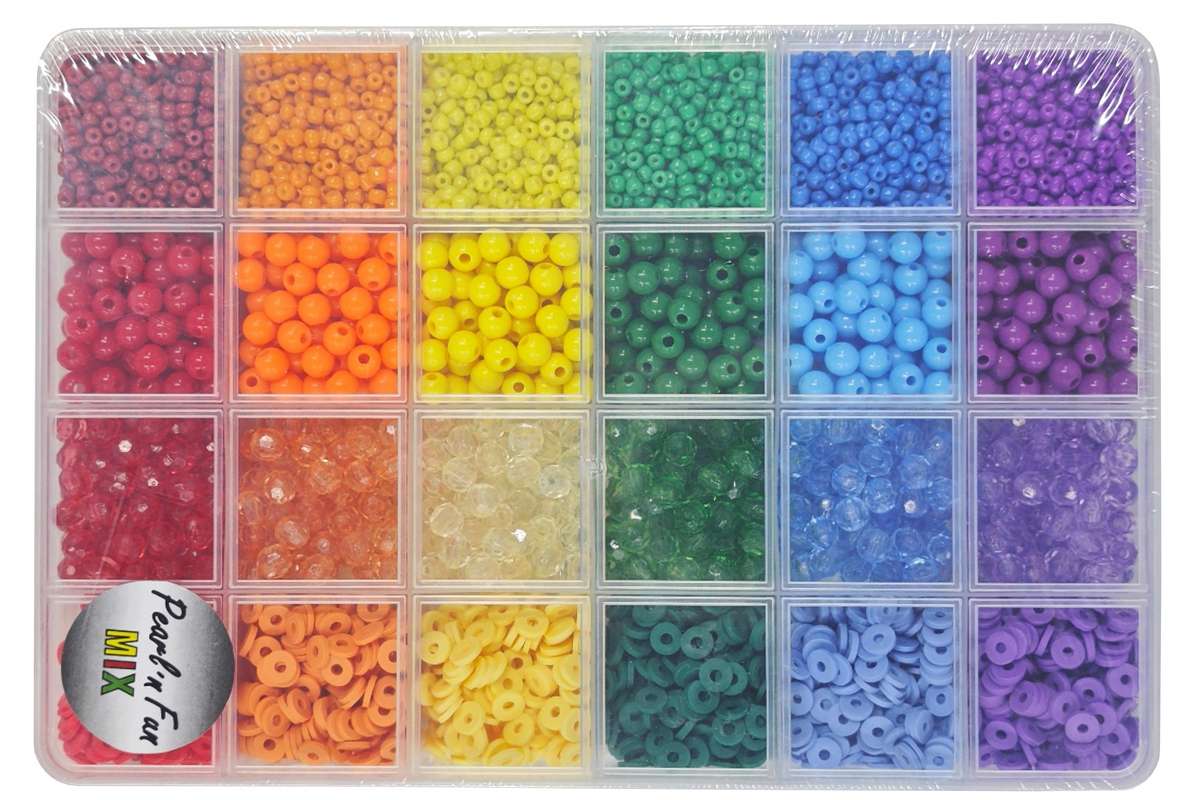 Perlemix i farvenuancer 3-6mm, 6 farver