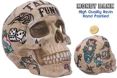 BONE TATTOO SKULL MONEY BOX