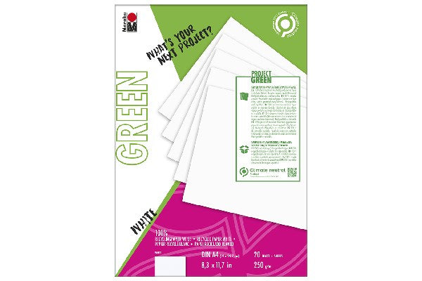 GREEN papir hvid 20ark, 250g FSC genbrug