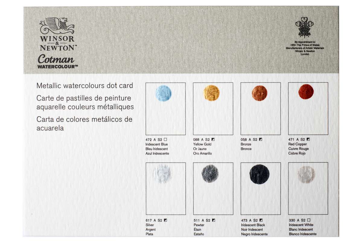 Cotman watercolour chart 8 new metallic colours