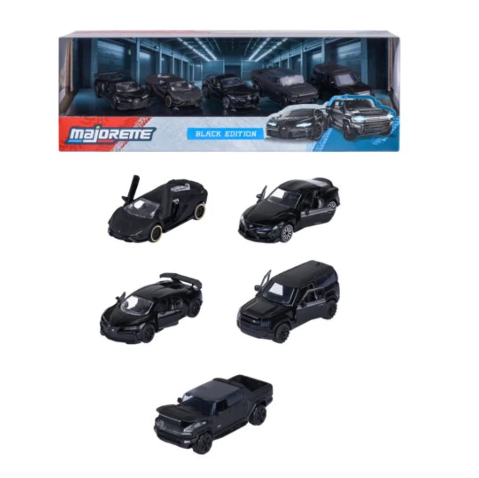 RIDE COOL - Black Edition - Pack of 5 Miniature Cars - 1:64