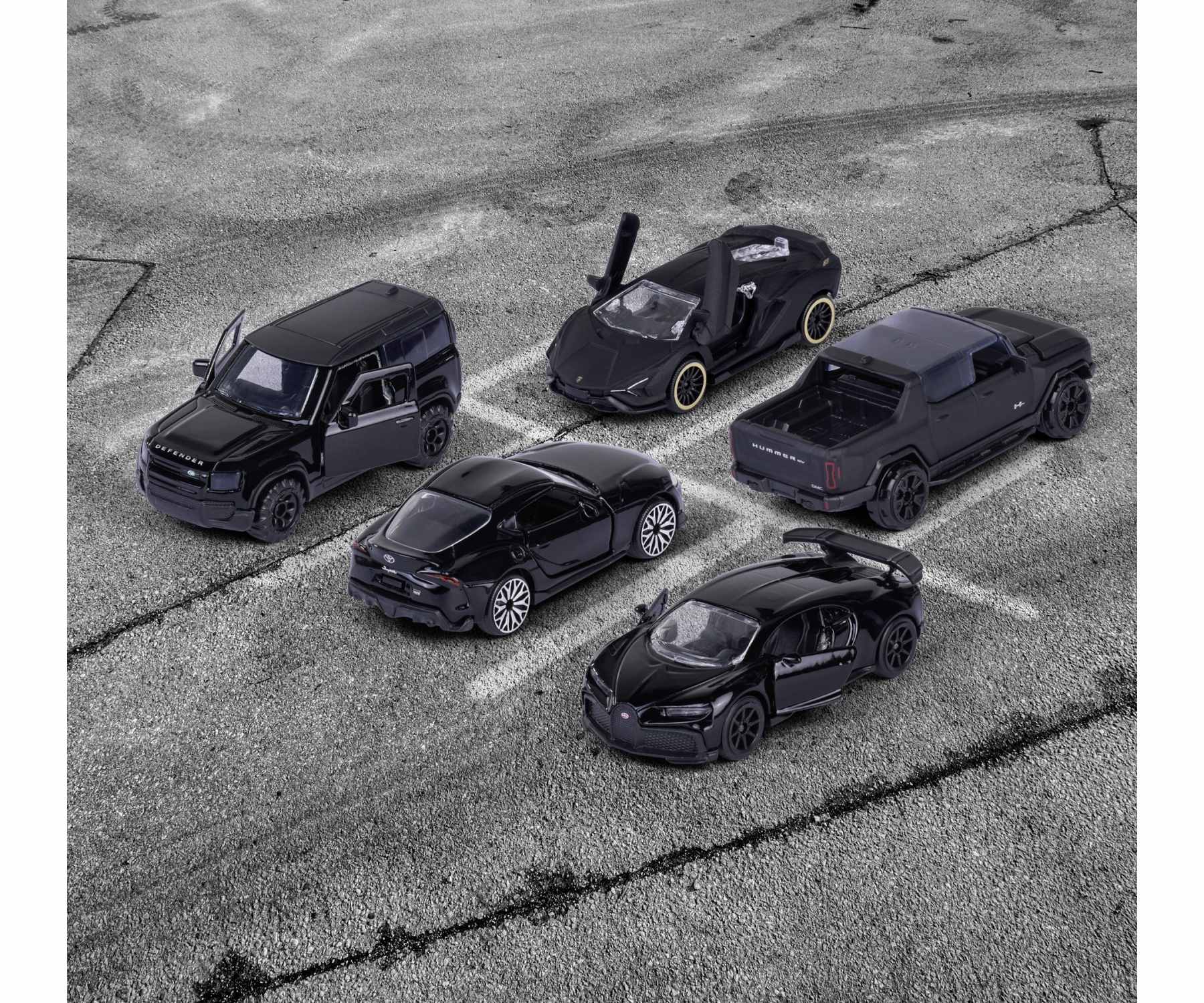 RIDE COOL - Black Edition - Pack of 5 Miniature Cars - 1:64