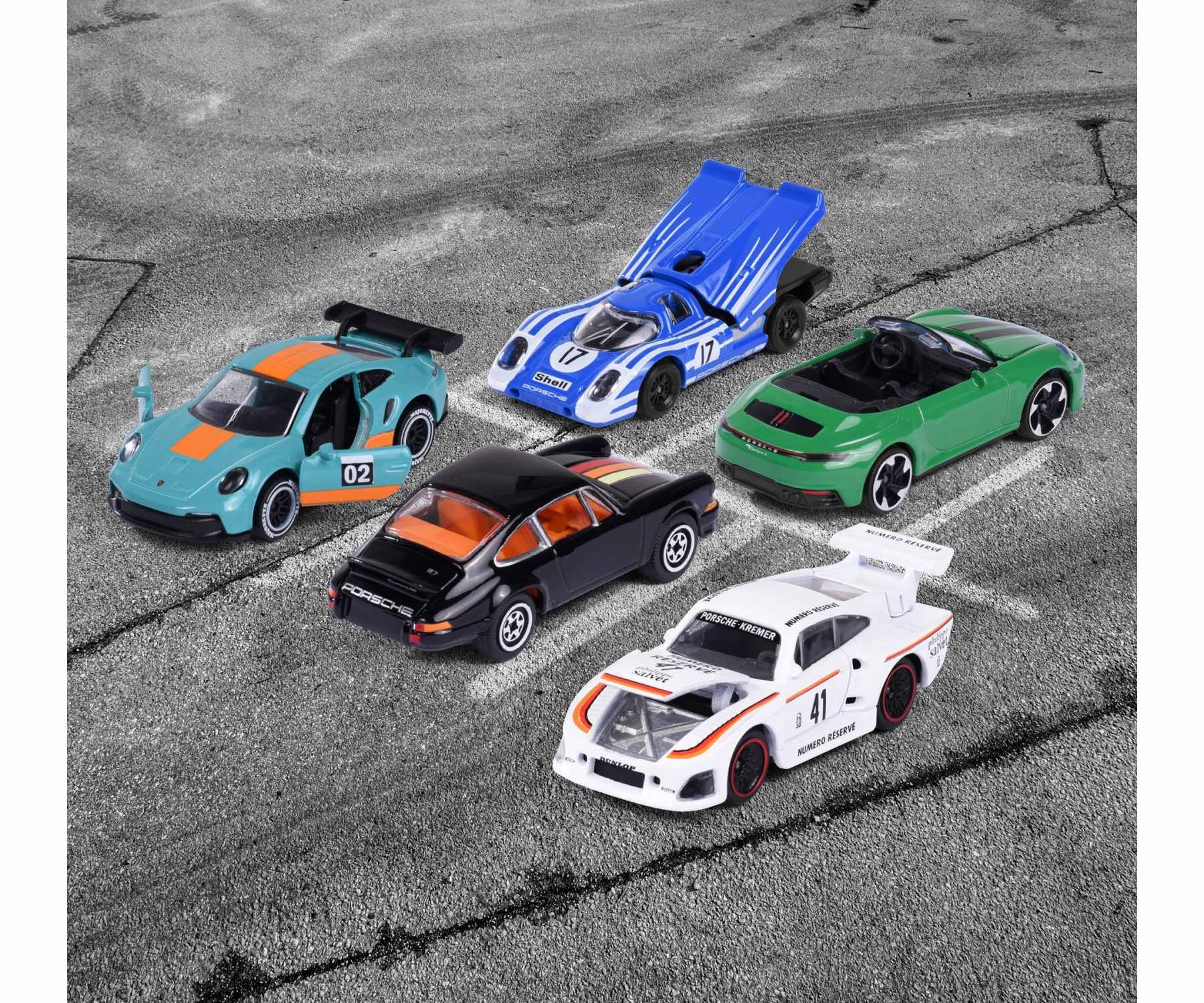 RIDE COOL - Porsche - Pack of 5 Miniature Cars - 1:64