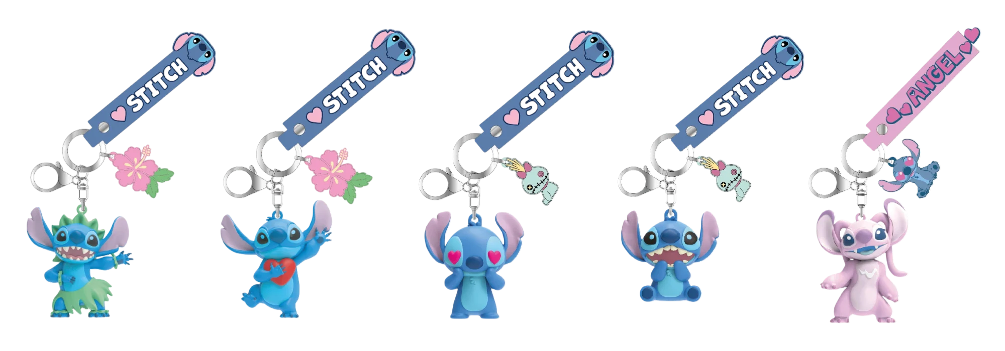 STITCH - Display of 25pc 3D Foam Keychain - 5 Models