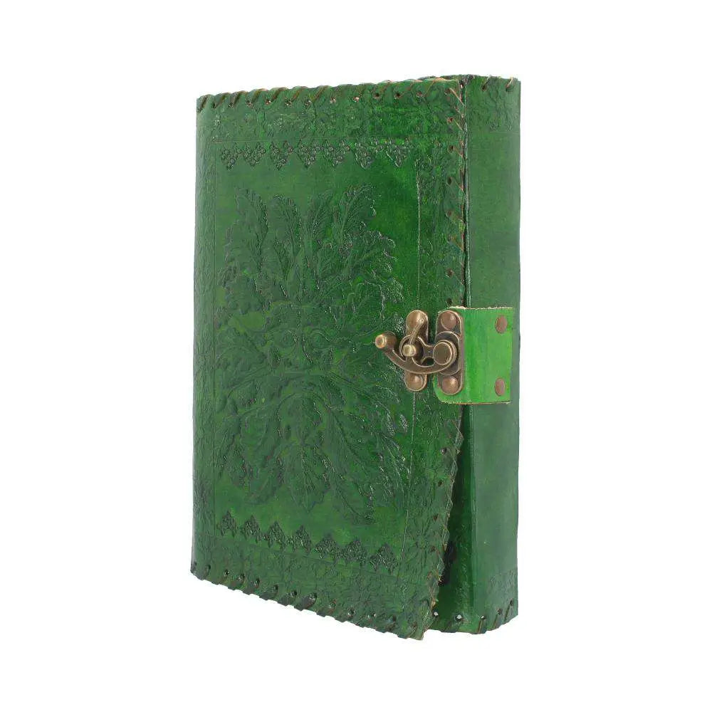 LEATHER DIARY EMBOSS GREENMAN & TWO LOCK