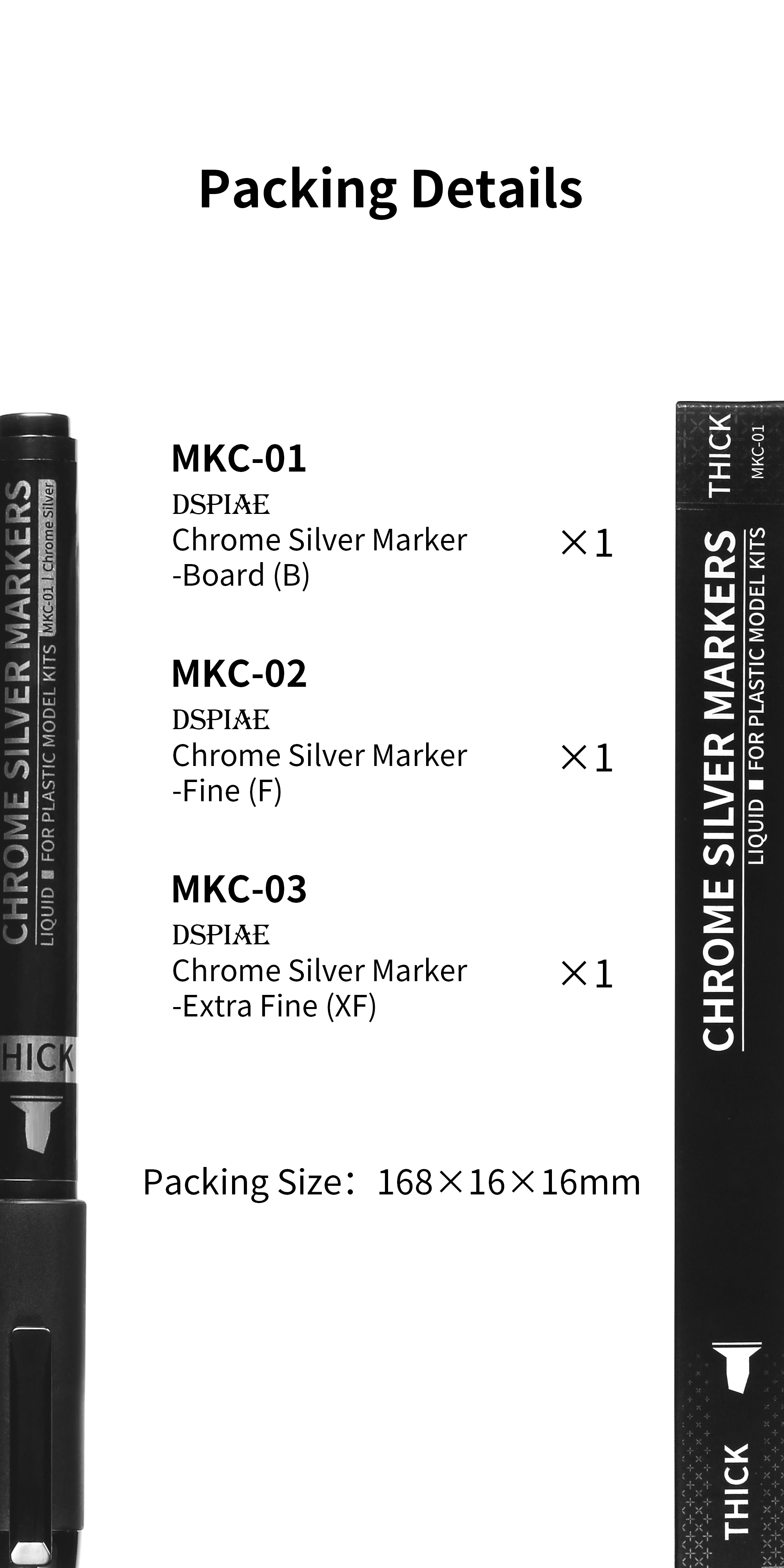 MKC-01 DSPIAE Chrome Silver Markers THICK