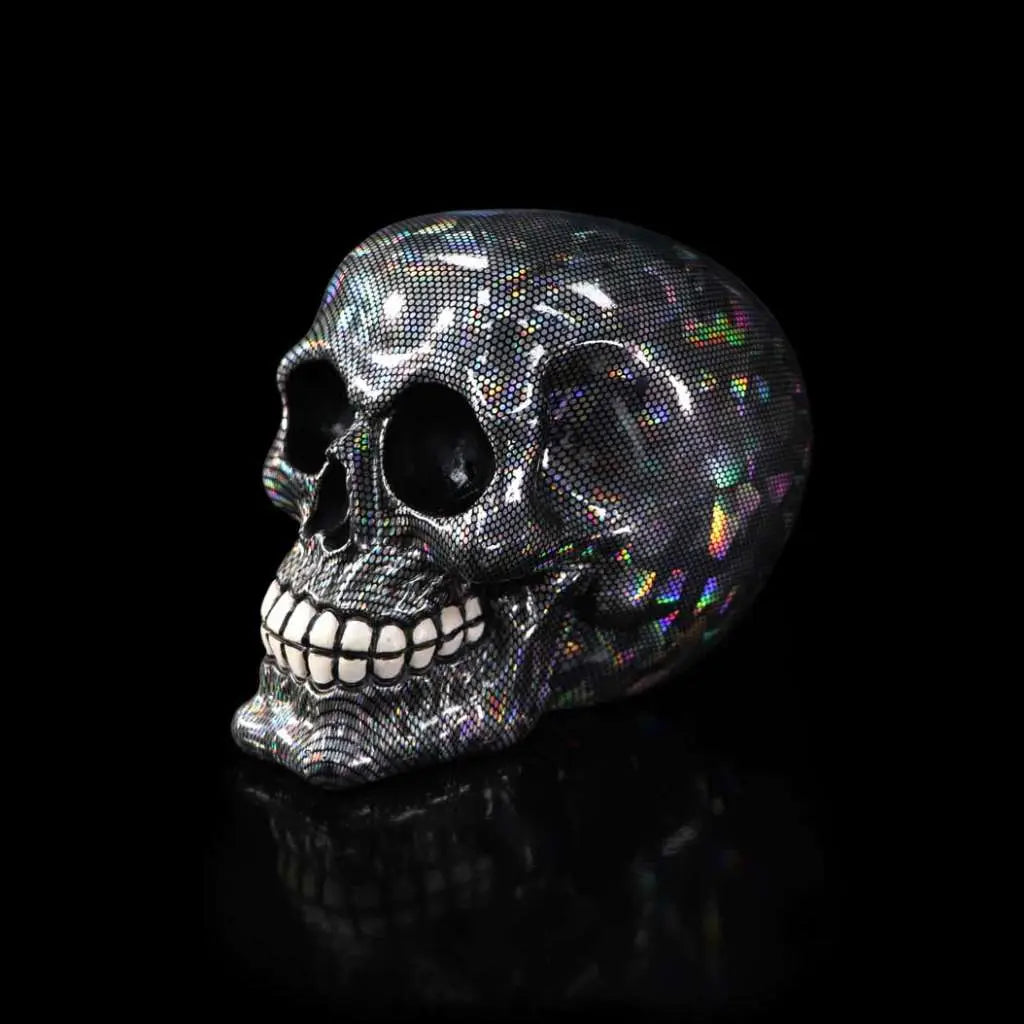 SKULL ORNAMENT HOLOGRAPHIC SILVER