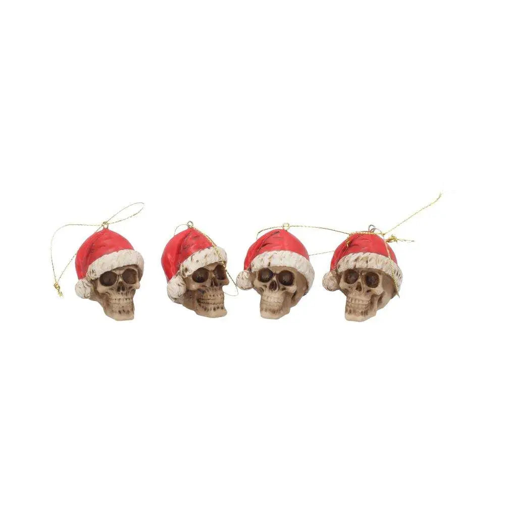 SILENT NIGHT SKULL BAUBLES SET HANGING ORNAMENT