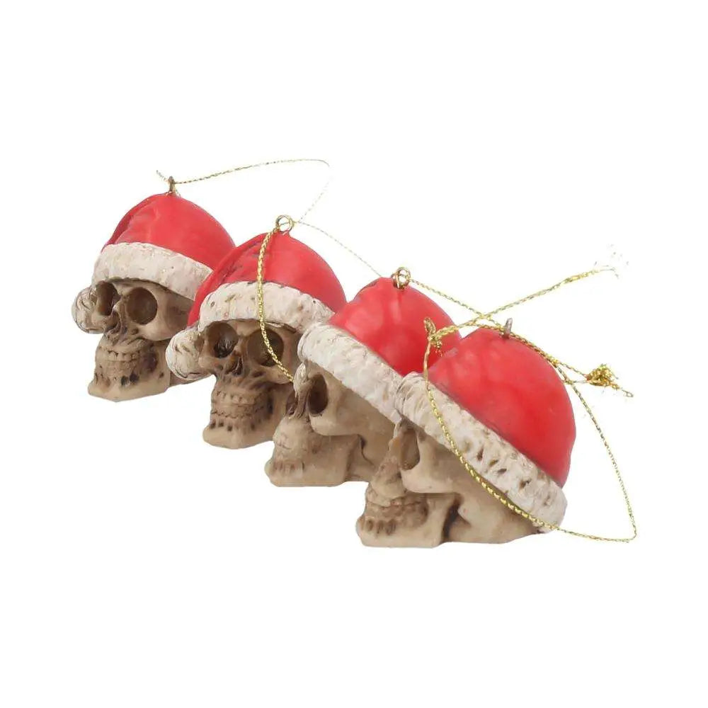 SILENT NIGHT SKULL BAUBLES SET HANGING ORNAMENT