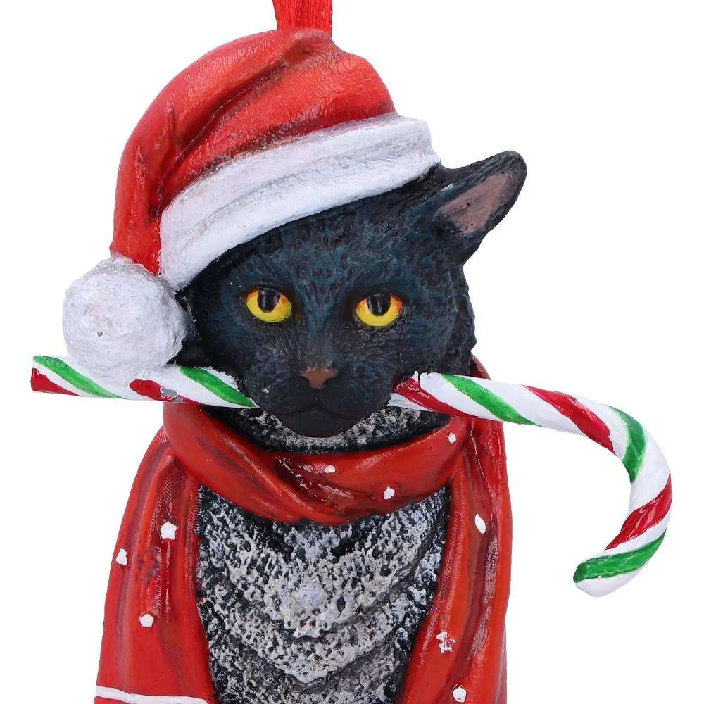 CAT CANDY CANE HANGING ORNAMENT