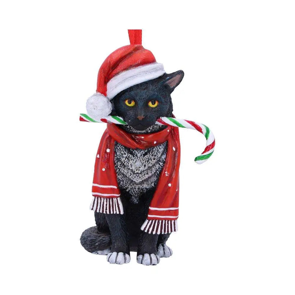 CAT CANDY CANE HANGING ORNAMENT