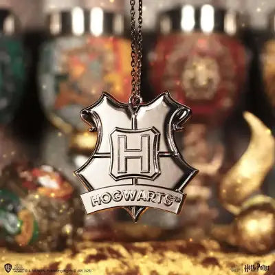 HARRY POTTER HOGWARTS CREST SILVER HANGING ORNAMENT