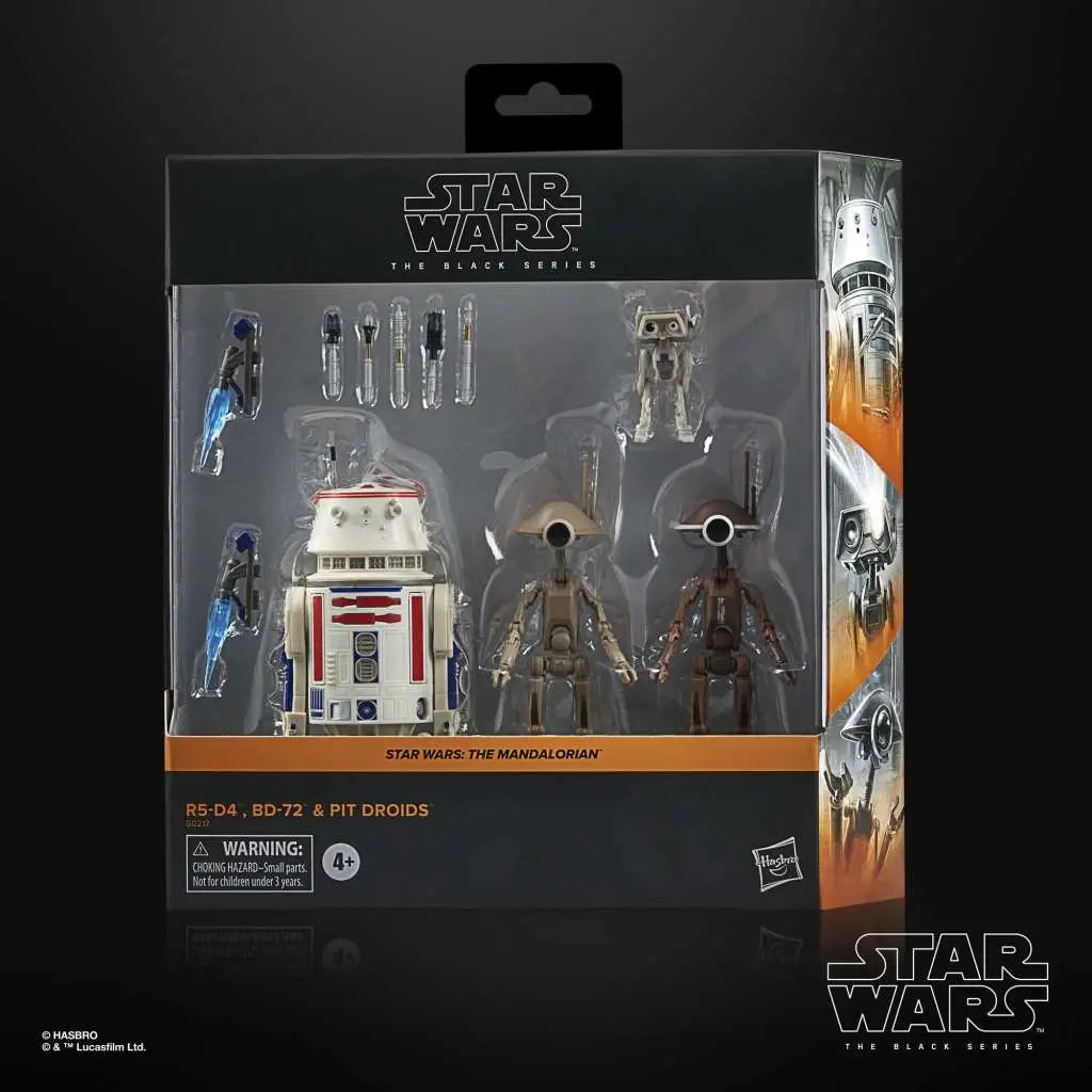 STAR WARS BLACK SERIES THE MANDALORIAN R5-D4, BD-72 AND PIT DROIDS ACTION FIGURE