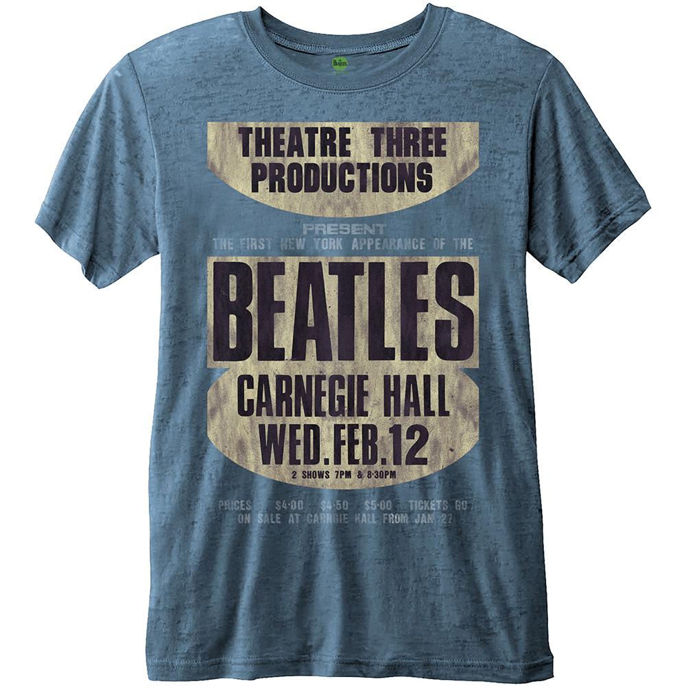 THE BEATLES - T-Shirt BurnOut Col - Carnegie Hall - Blue - Men (XXL)