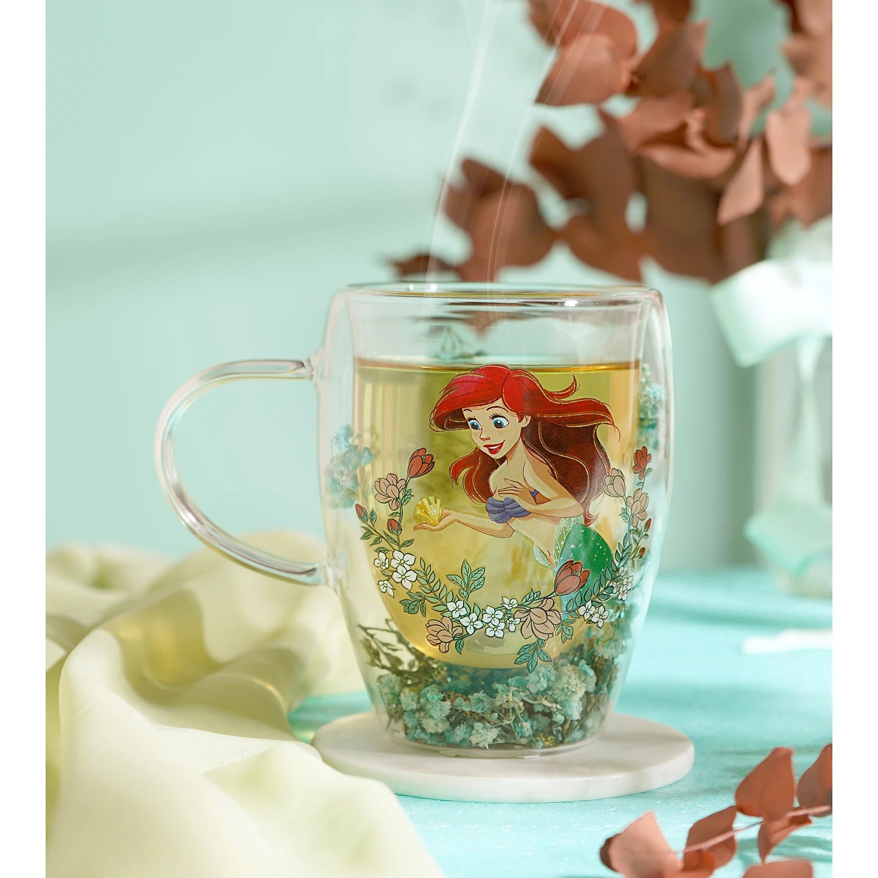DISNEY PRINCESS - Ariel - Glass with Dried Flowers 10oz