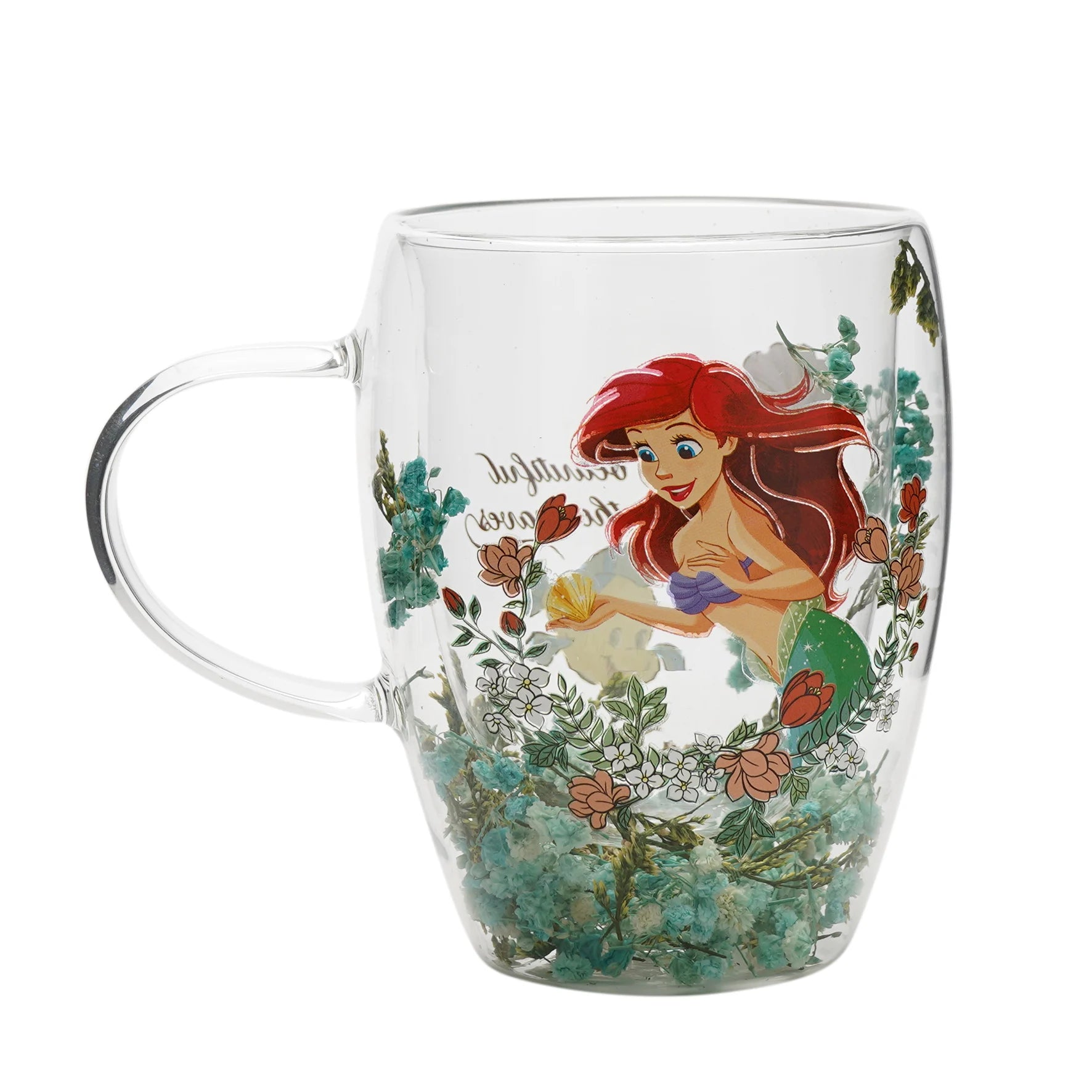DISNEY PRINCESS - Ariel - Glass with Dried Flowers 10oz