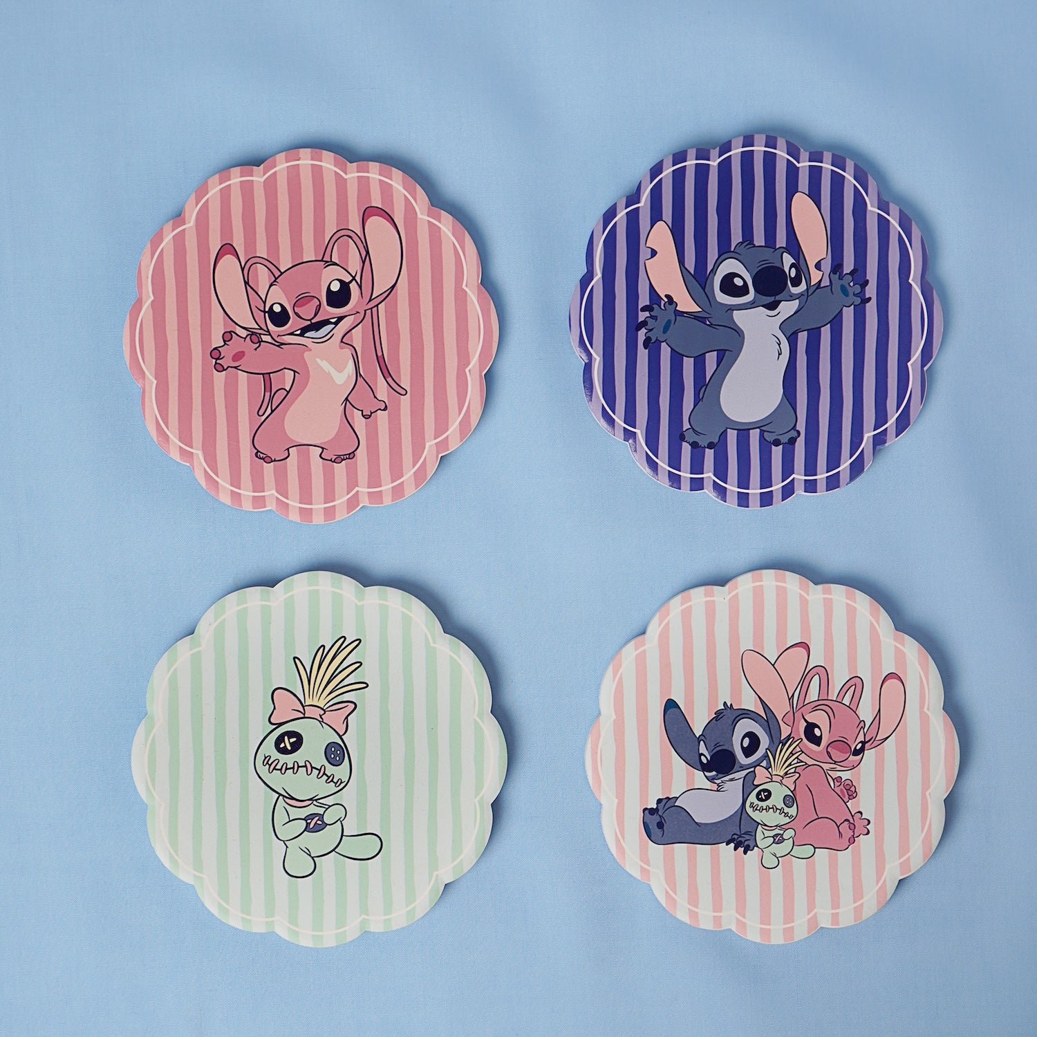 STITCH & ANGEL & SCRUMP - Set of 4 Ceramic Coasters