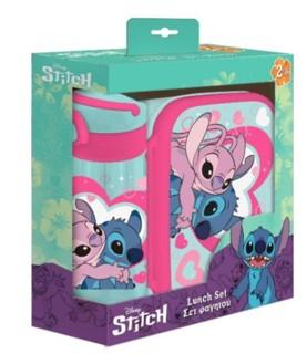 STITCH & ANGEL - Set of Lunch Box & Plastic Bottle 500ml