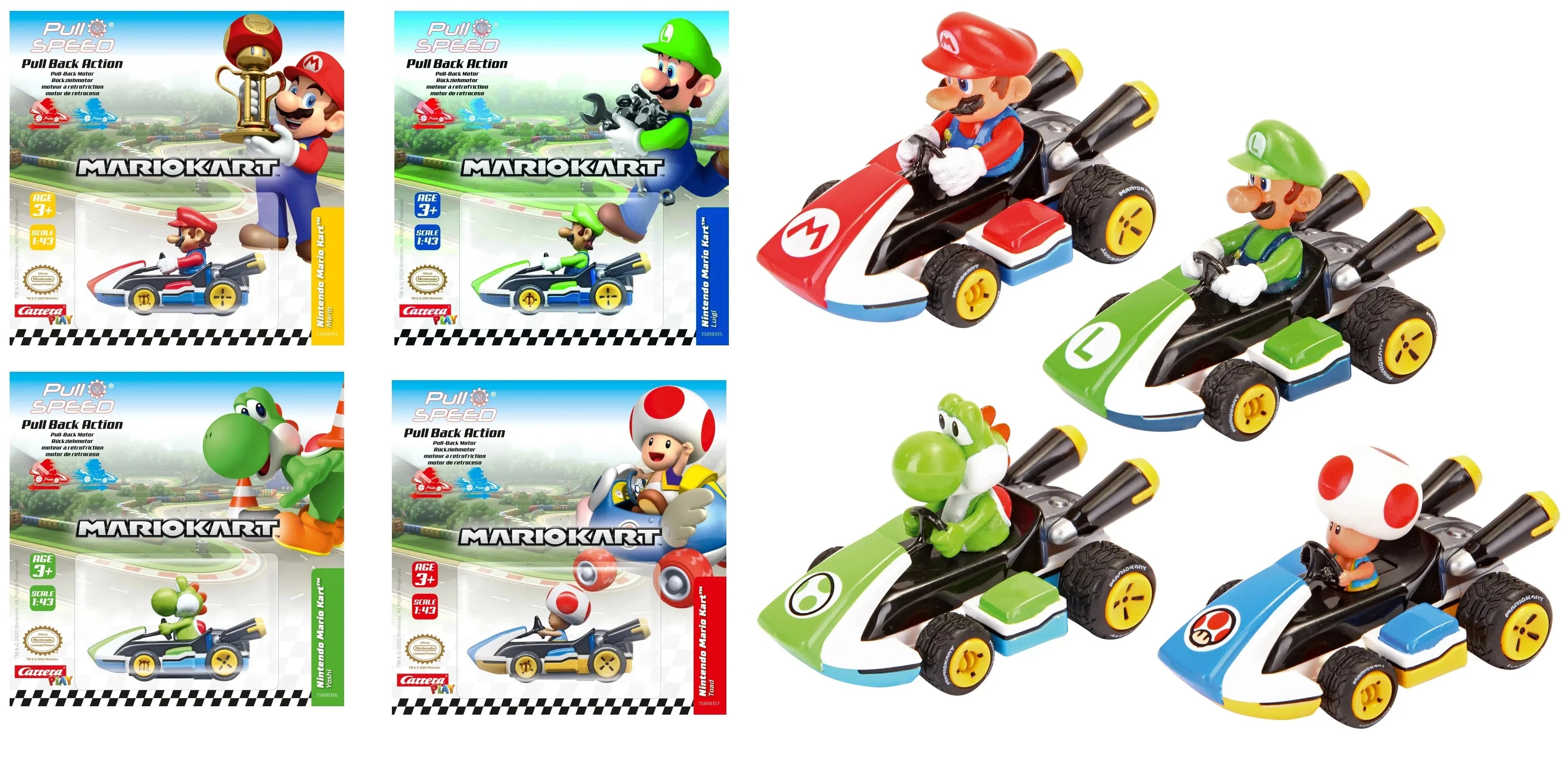 MARIO KART 8-Mario, Luigi, Yoshi, Toad -Display 12pcs Pull Back Action