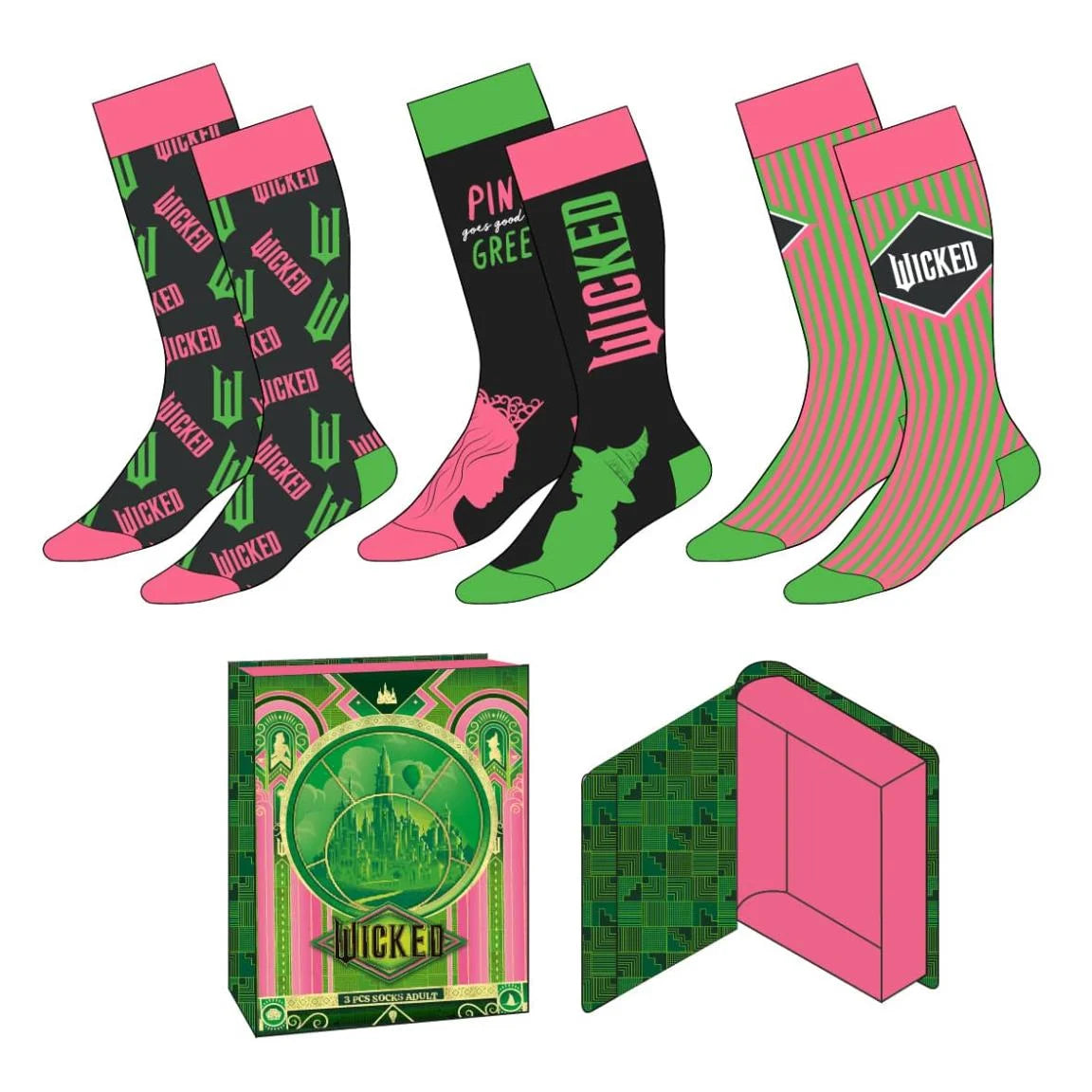 WICKED - Duo - 3 Pairs socks Pack (UK Size 3,5-9)
