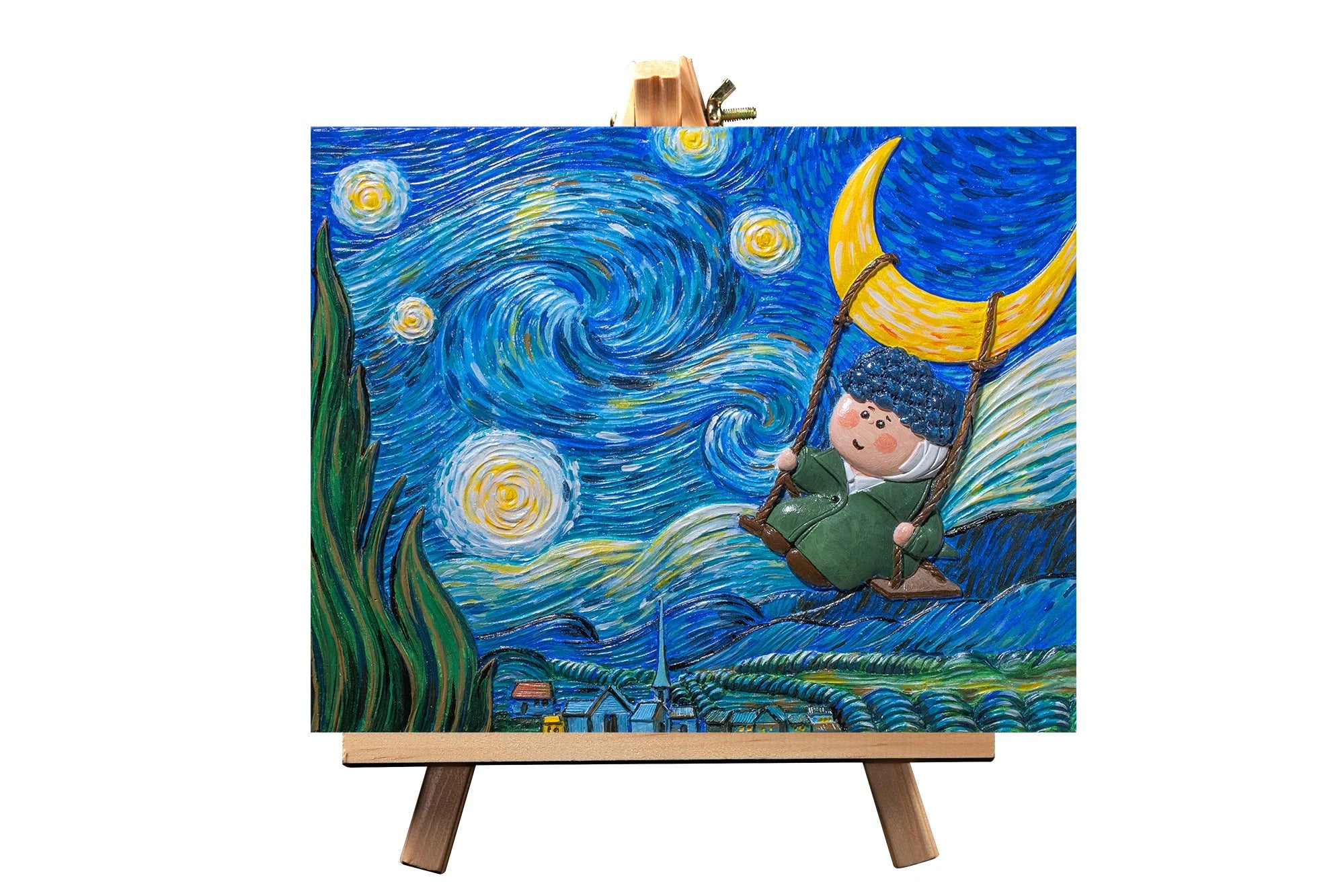 Resin DIY 3D Painting - Swinging in the starry night - 13.5x10cm