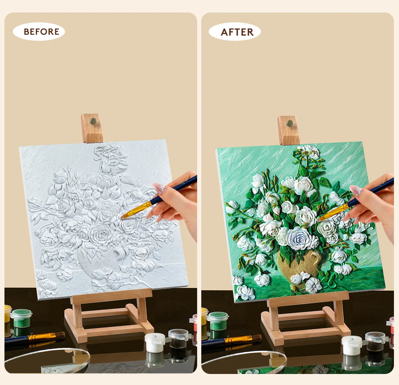 Resin DIY 3D Painting - White Rose - 34x34cm