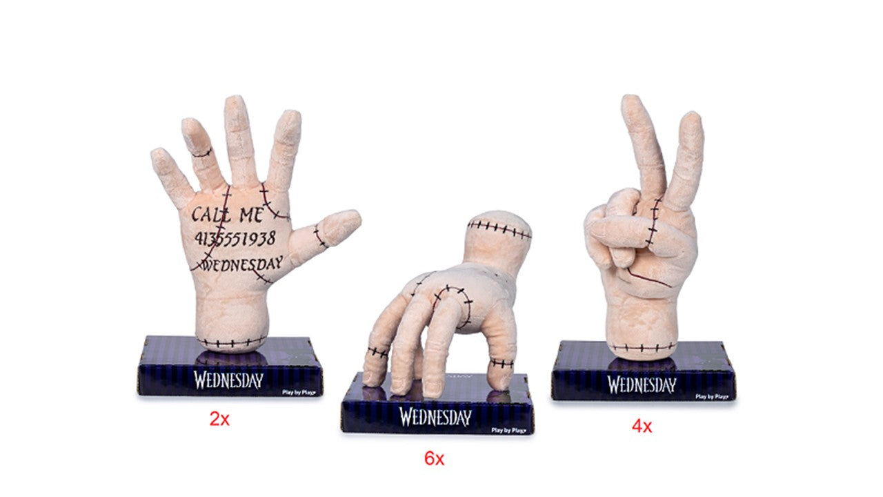 WEDNESDAY - Thing - 3 Assortments Plushes 25cm + Holders - 12pc.