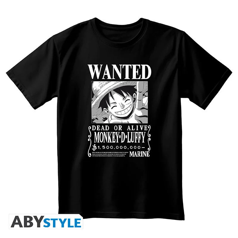 ONE PIECE - T-Shirt Wanted Luffy Unisex Black (L)