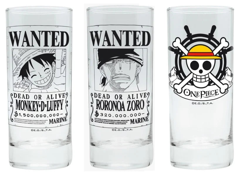 ONE PIECE - Luffy Zoro & Skull - 3 Glasses Set