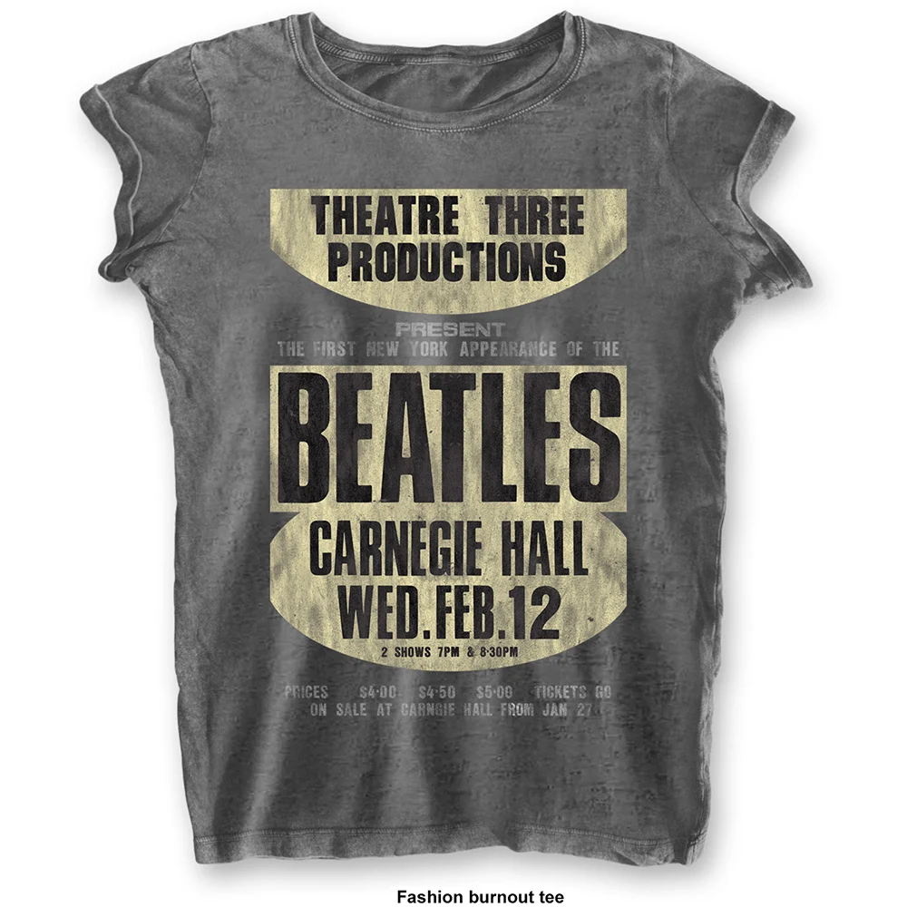 THE BEATLES - T-Shirt BurnOut Col - Carnegie Hall - Woman (XS)