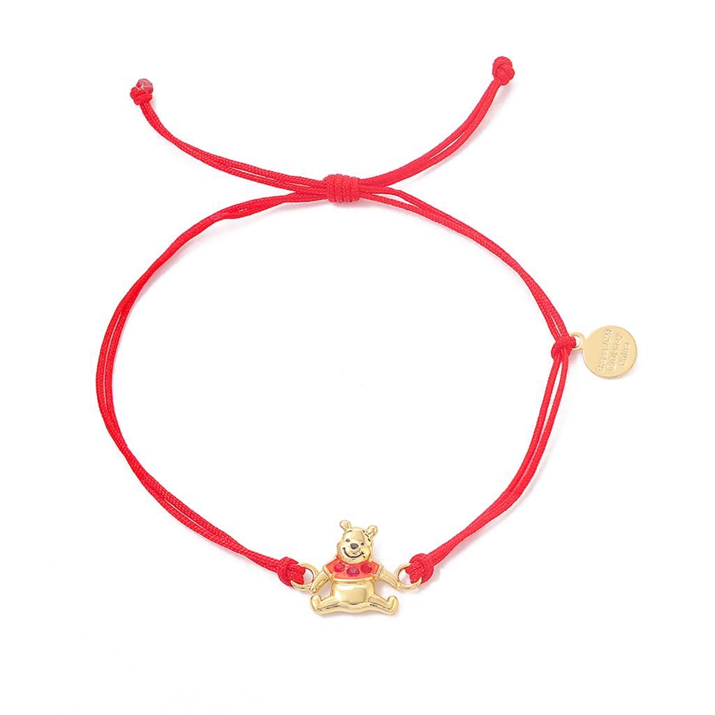 WINNIE THE POOH - Adjustable Cord Bracelet + Plated brass Pendant
