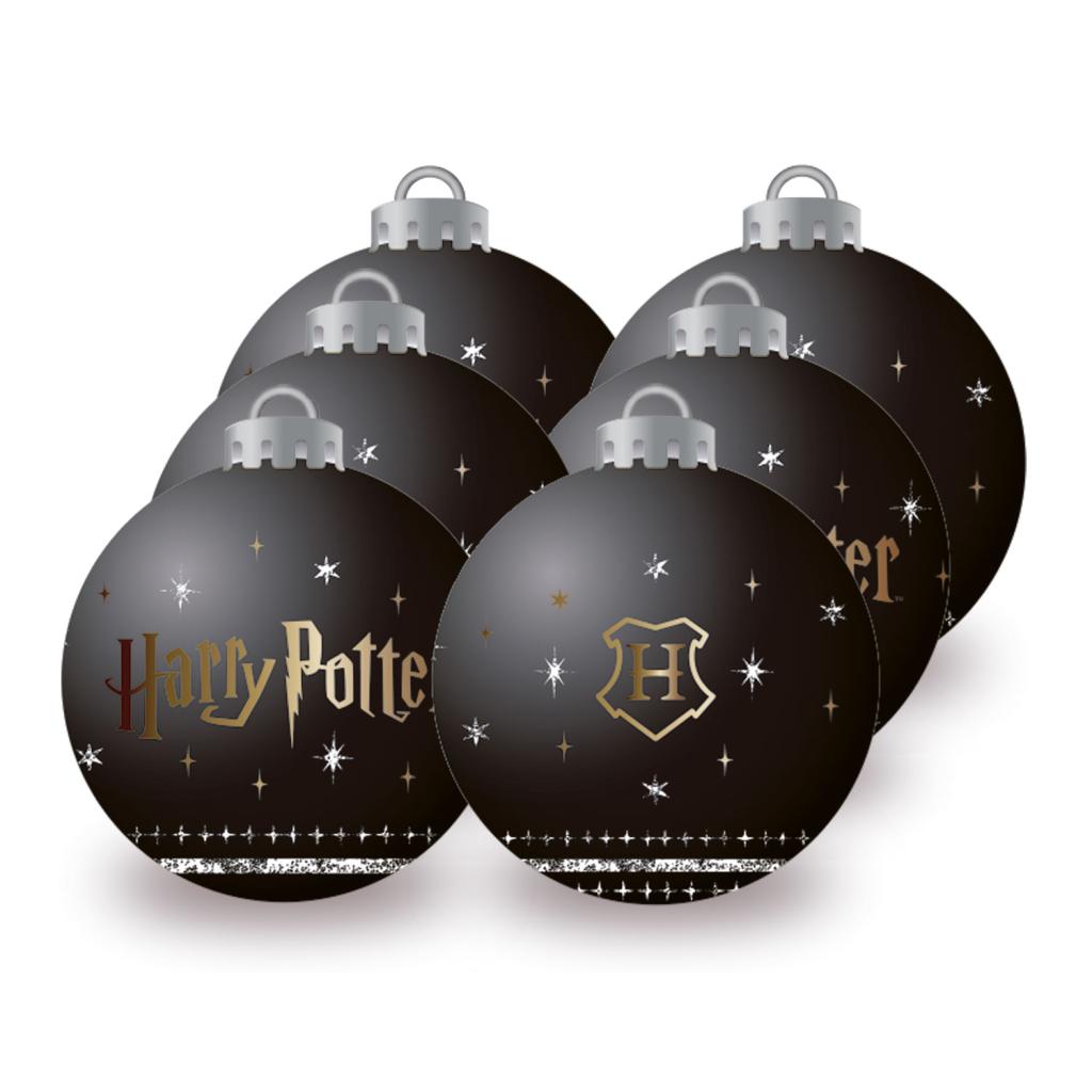 HARRY POTTER - Black - 6 Christmas Baubles Pack - 8 cm