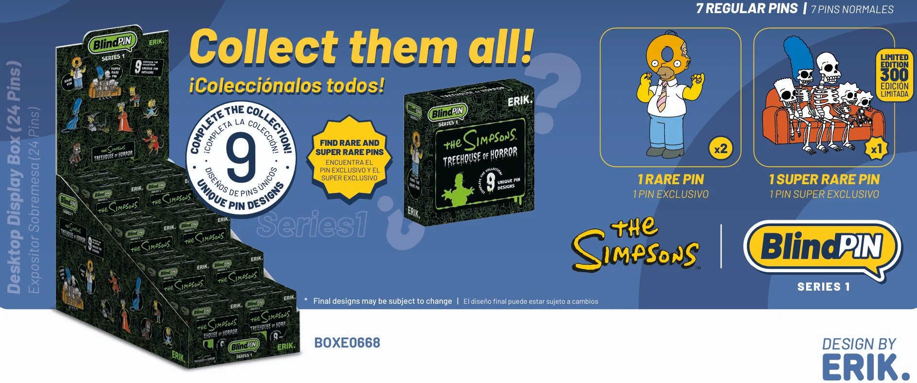 THE SIMPSONS - Series 1 - Display 24 Mystery Pin's