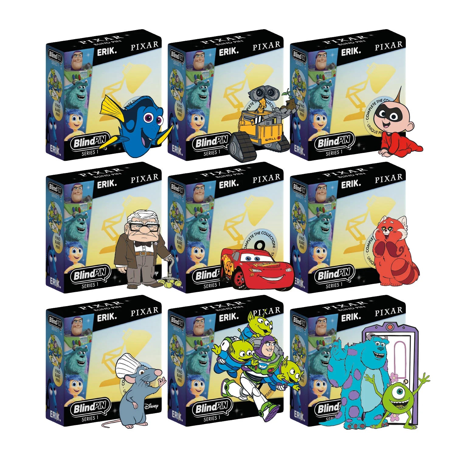 DISNEY PIXAR - Series 1 - Display 24 Mystery Pin's
