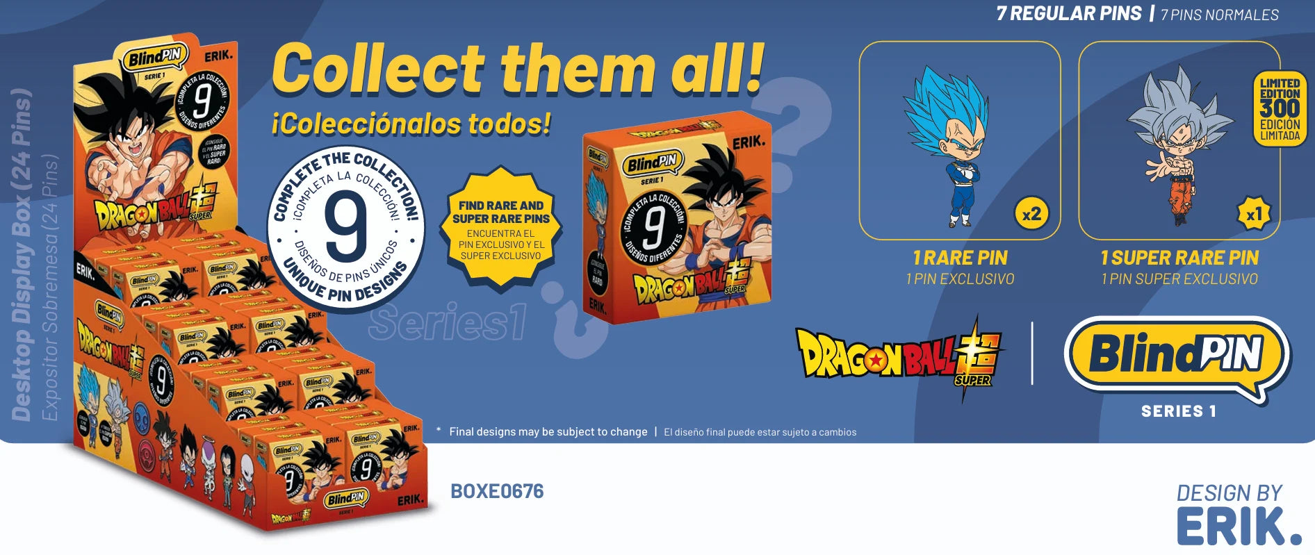 DRAGON BALL SUPER - Series 1 - Display 24 Mystery Pin's