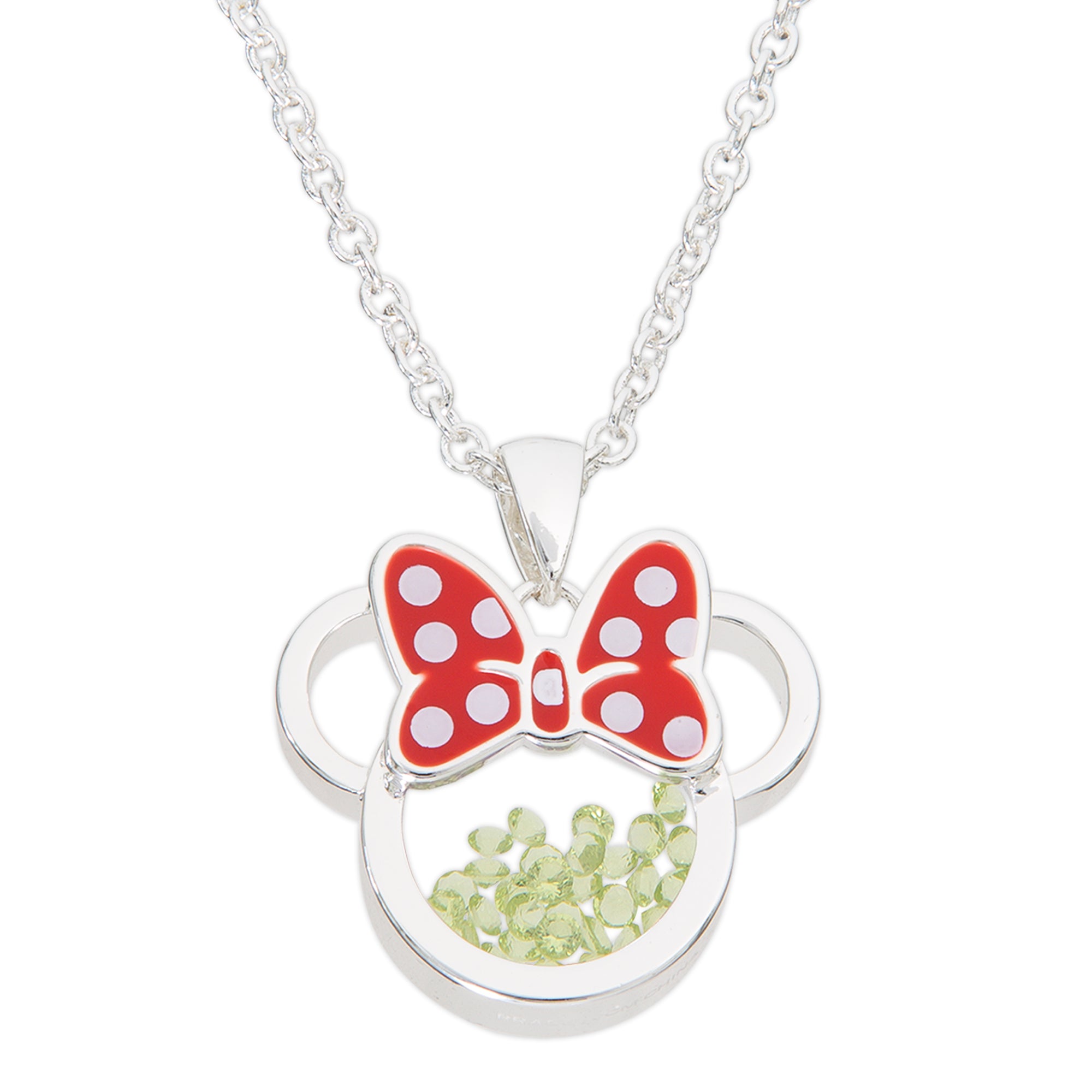 MINNIE - Birthstone Floating Stone Necklace in Silver Plated - August