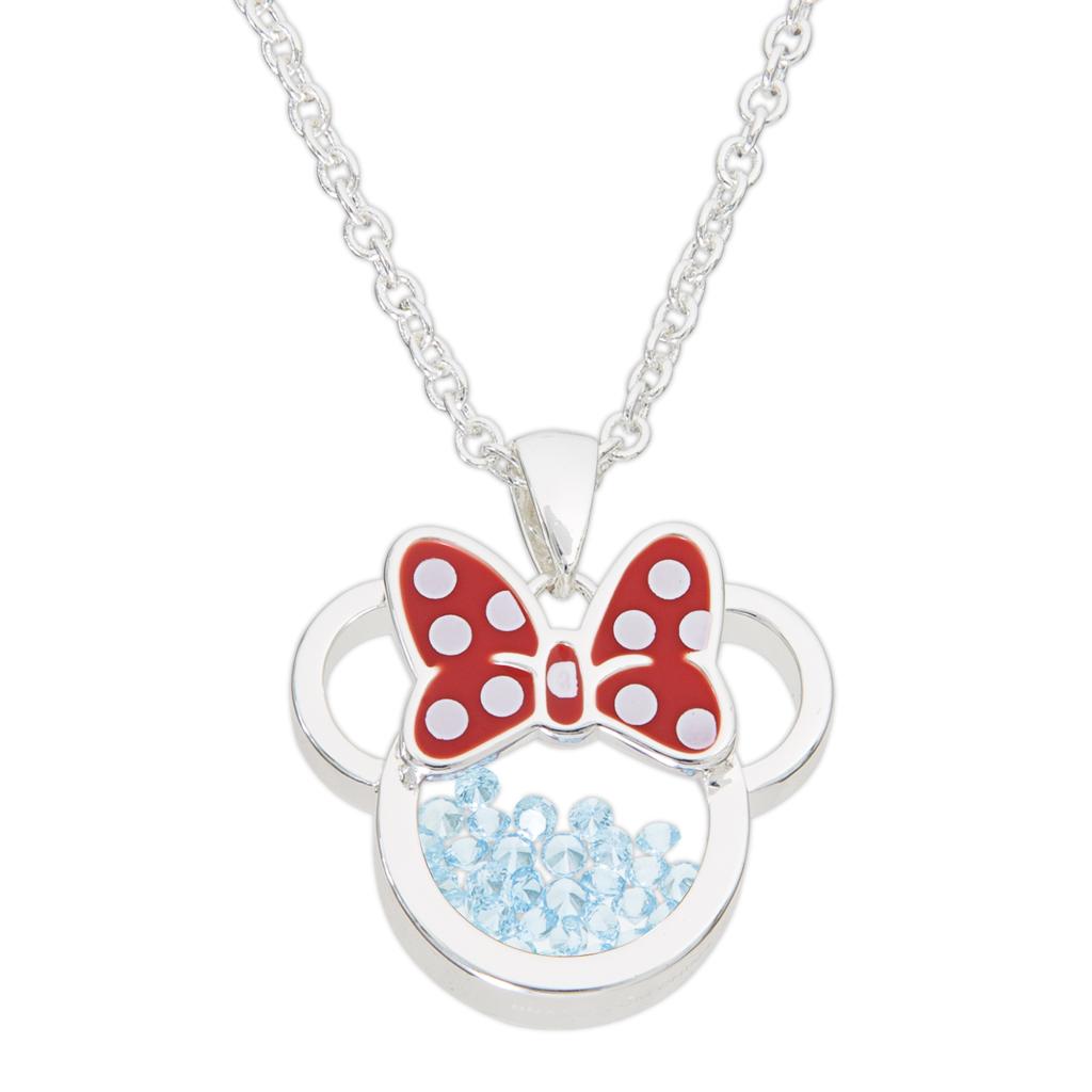 MINNIE - Birthstone Floating Stone Necklace in Silver Plated - March