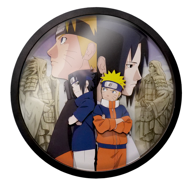 NARUTO SHIPPUDEN - Naruto & Sasuke -Wood Decor Frame 3D Poster 30x30cm