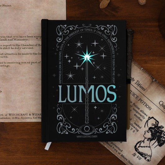 HARRY POTTER - Lomus - Notebook Premium Lumineux + Stylo Baguette