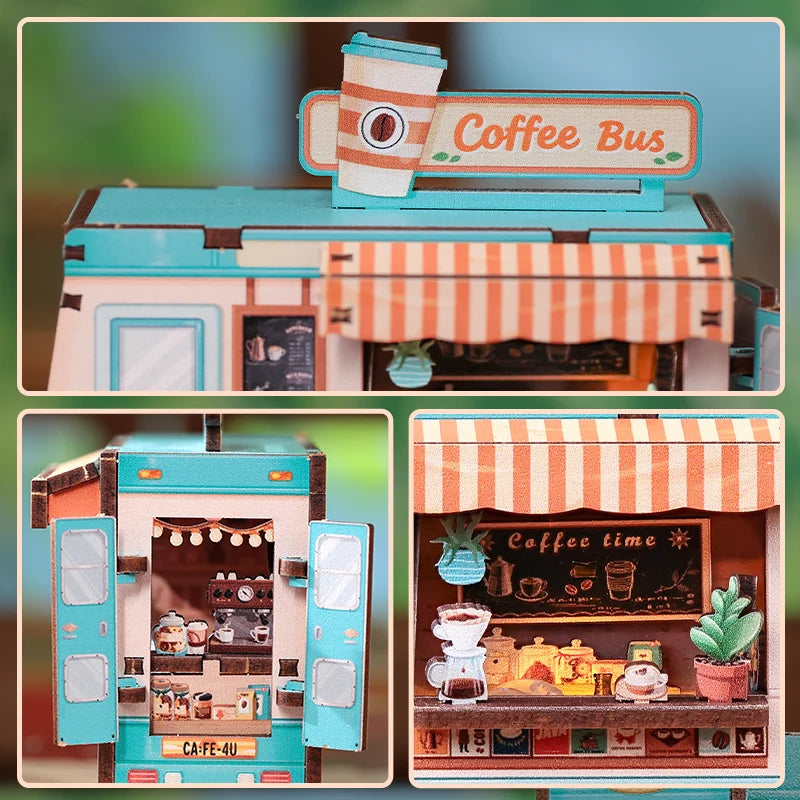 MINI BOOK NOOK KIT - DIY- Café Bus - With Magnets