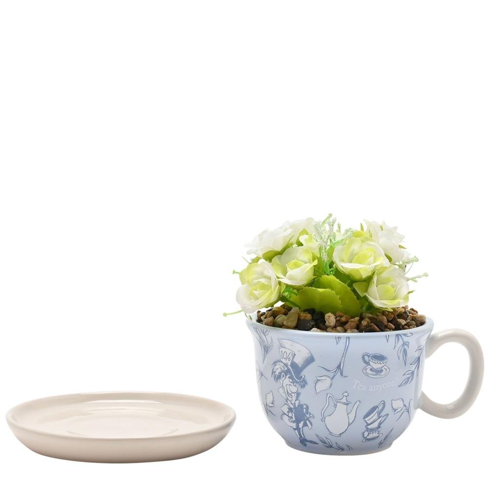 ALICE IN WONDERLAND - Teacup Planter with Faux Plant