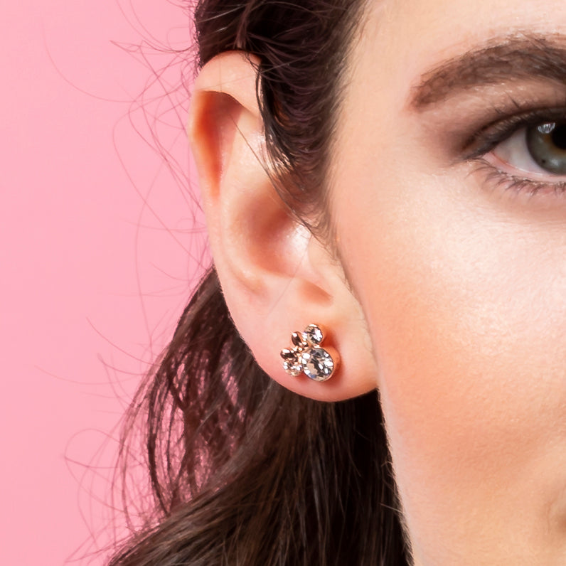 MINNIE - Pair of Stud Earrings - Silver Plated Brass